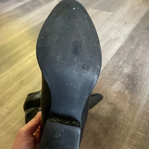 Steve Madden cowboy black leather unique heel leather boots  size 6 - Picture 11 of 13